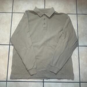 Wrangler Rugged Wear Polo Long Sleeve Shirt Mens Size Large Beige Y2K